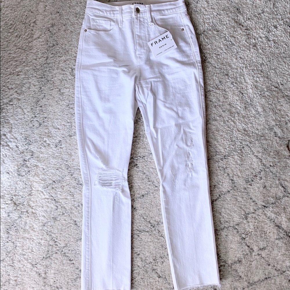 FRAME White Raw Edge Denim